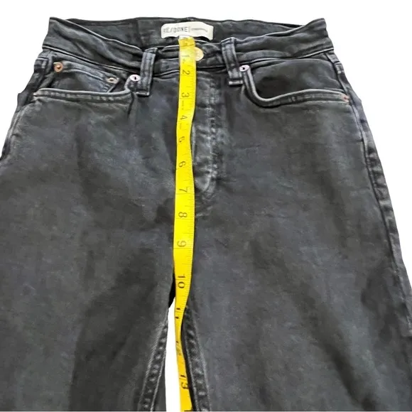Re/Done 70s High Rise Black Button Fly Frayed Hem Jeans 24