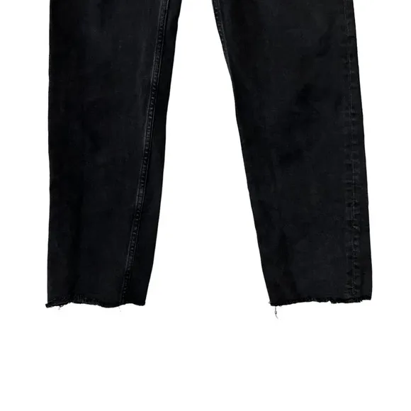Re/Done 70s High Rise Black Button Fly Frayed Hem Jeans 24