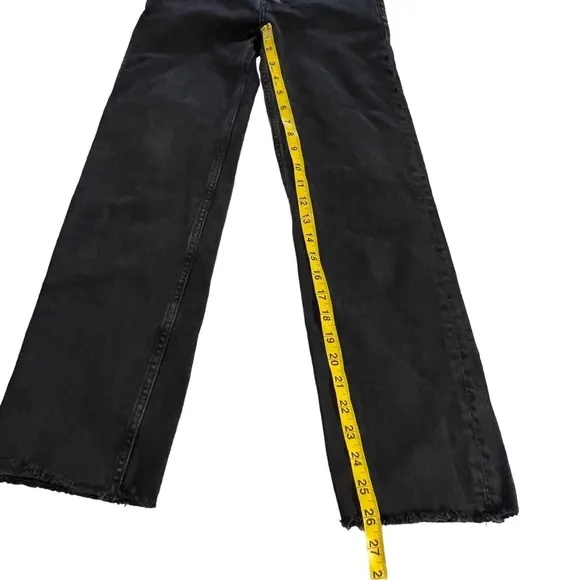 Re/Done 70s High Rise Black Button Fly Frayed Hem Jeans 24