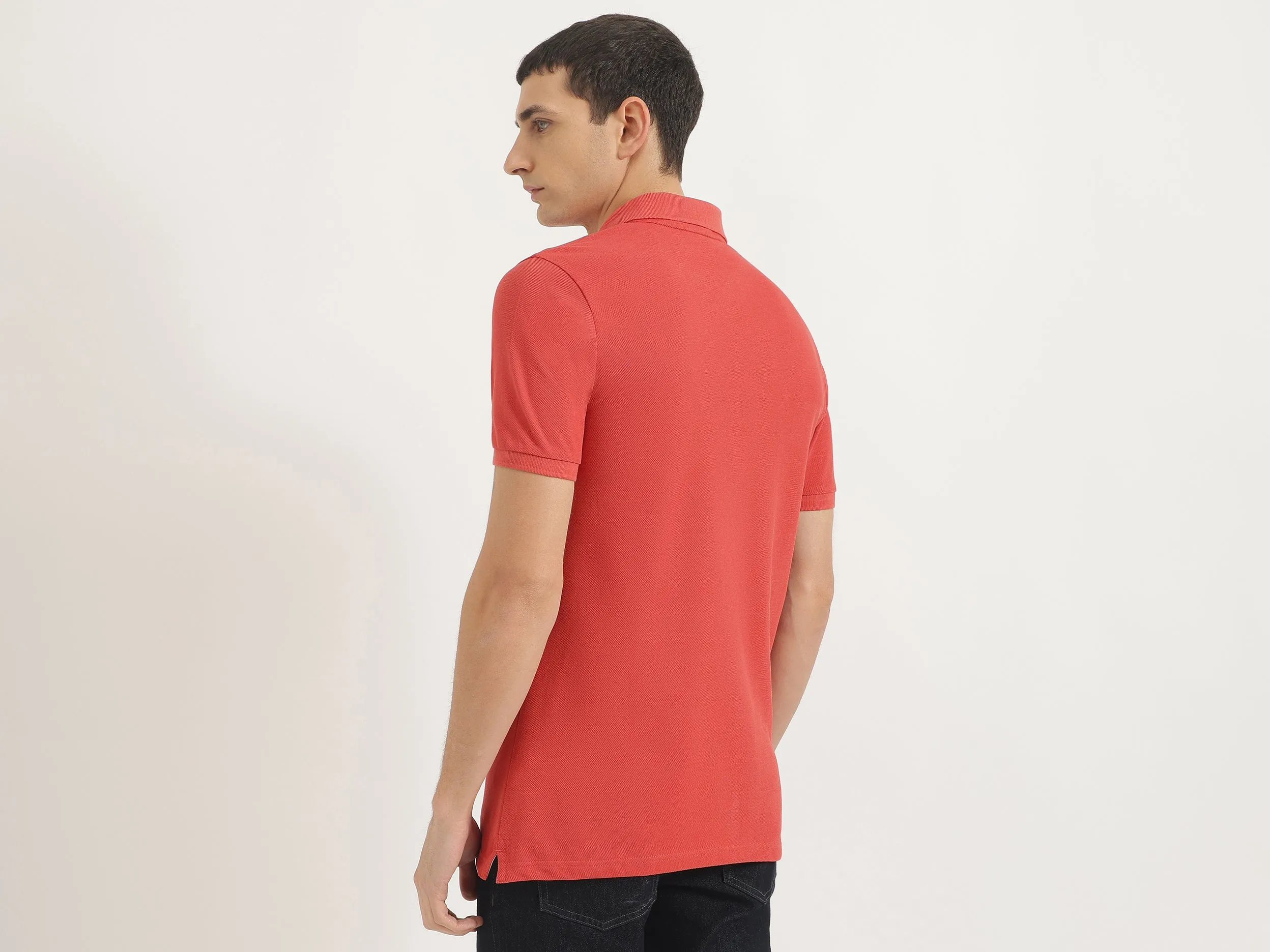 Regular Fit Polo Neck Solid Tshirt