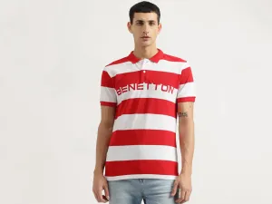 Regular Fit Polo Neck Striped Tshirt