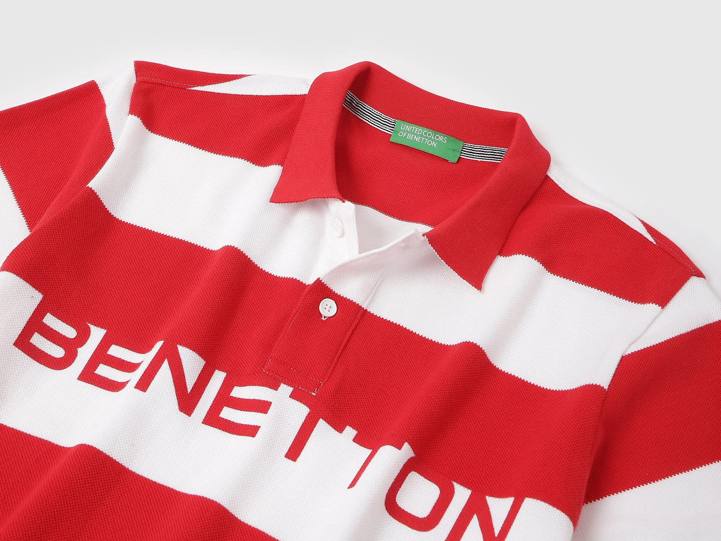 Regular Fit Polo Neck Striped Tshirt