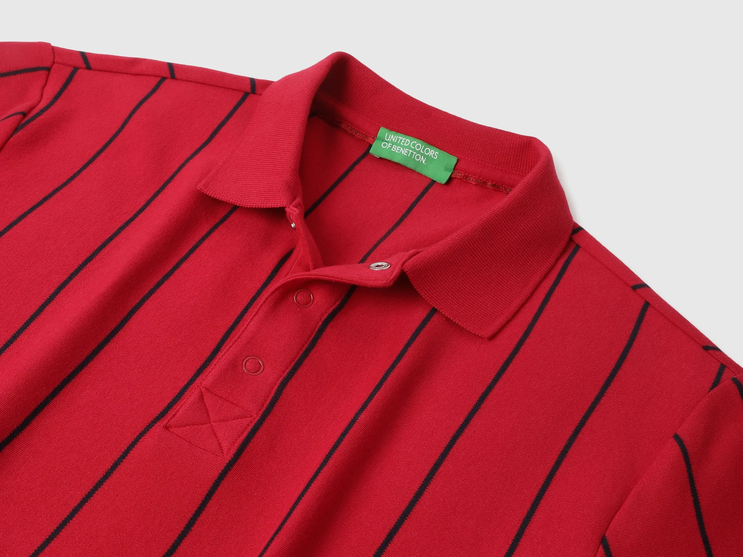 Regular Fit Polo Neck Striped Tshirt