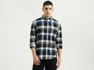 Regular Fit Spread Collar Checkered Shirt