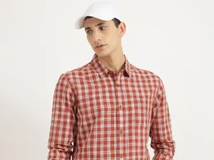 Regular Fit Spread Collar Checkered Shirt