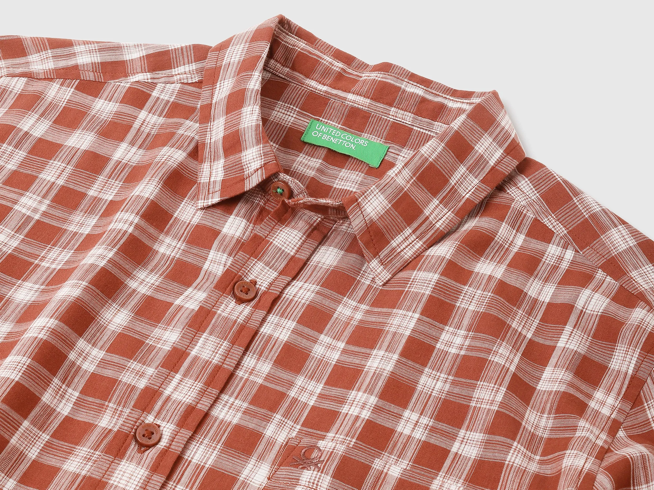 Regular Fit Spread Collar Checkered Shirt