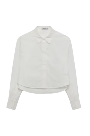 Renata Cropped Button Down Shirt in White