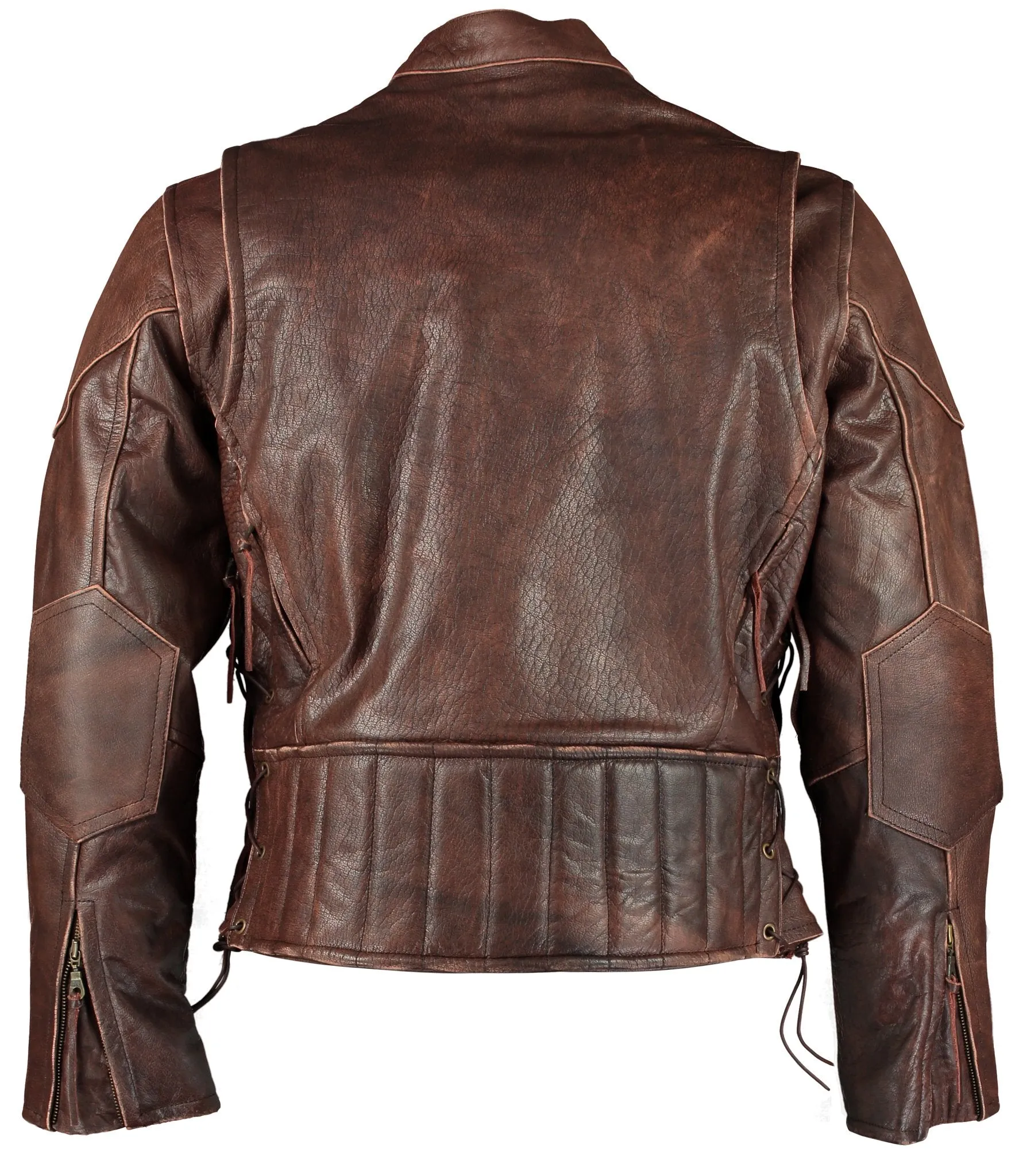 Retro Brown Cruiser Vented Biker Distressed Leather Jacket XL