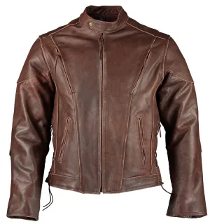 Retro Brown Cruiser Vented Biker Distressed Leather Jacket XL