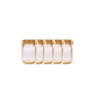 Reusable Mason Jar Bottles Bags Seal Fresh Food Storage Bag