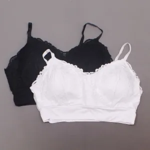 Rhonda Shear 2 Pack Lace Leisure Bras With Removable Pads Black/ White 2X