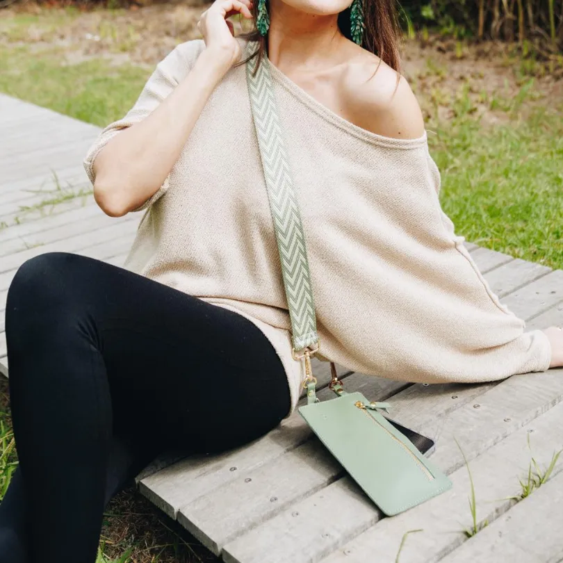 Sage Chevron Woven Strap