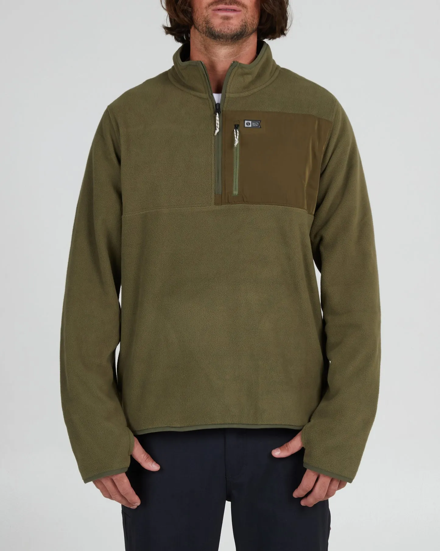 Salty Crew Ebbtide 1/2 Zip Polar Fleece Olive