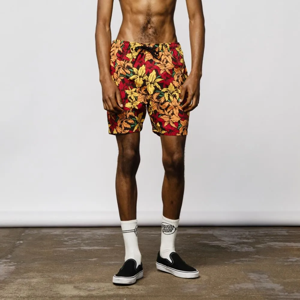 Santa Cruz Swim Shorts Wooten Flowers - Red / Yellow