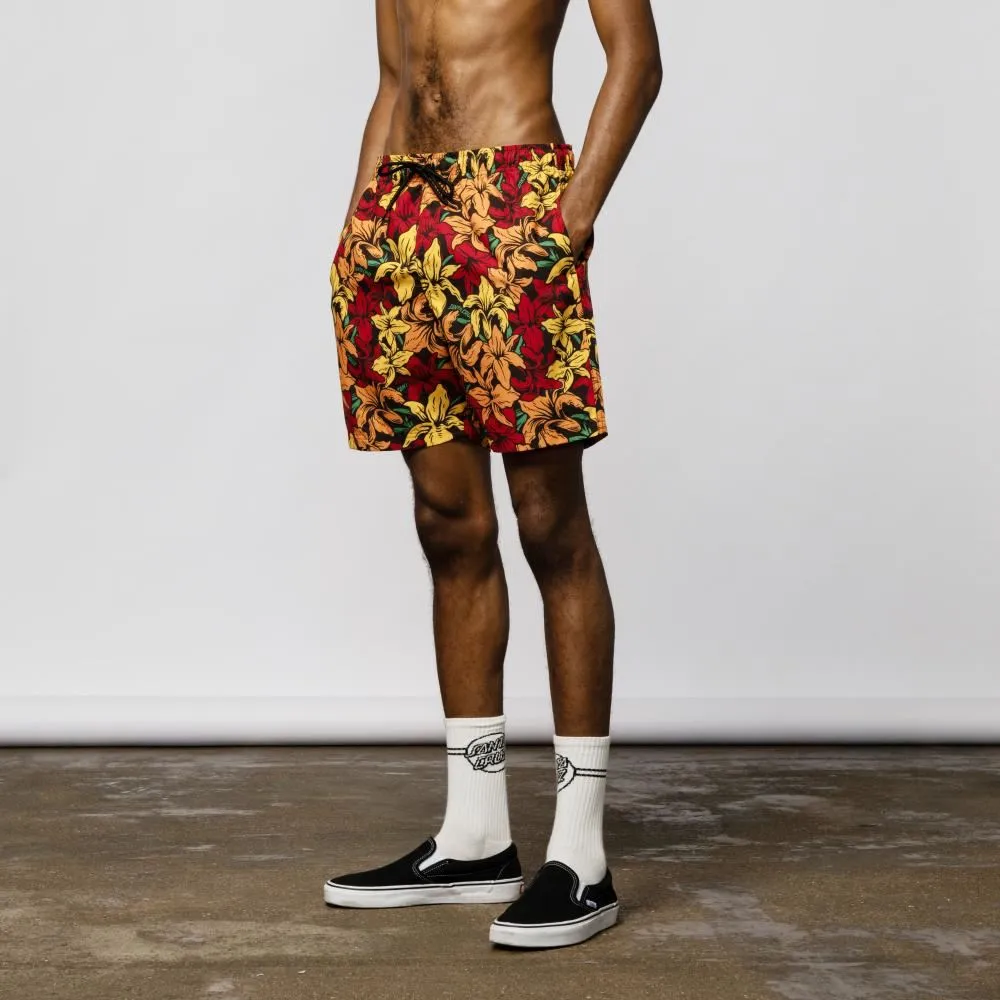 Santa Cruz Swim Shorts Wooten Flowers - Red / Yellow