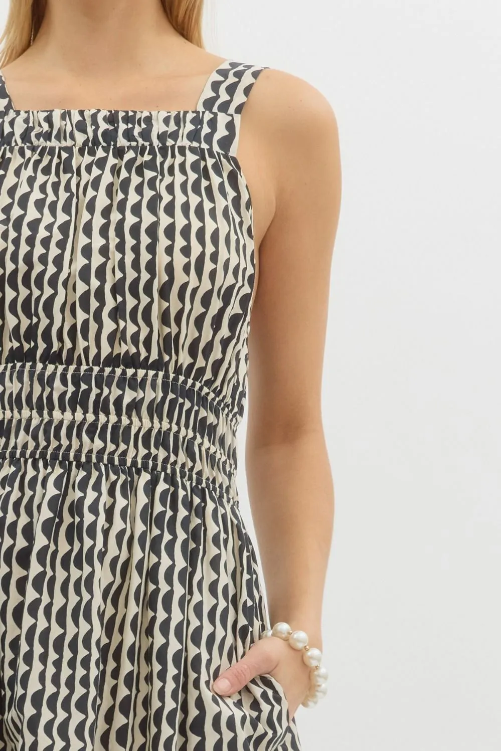 Scallop Print Midi Dress {Cream}