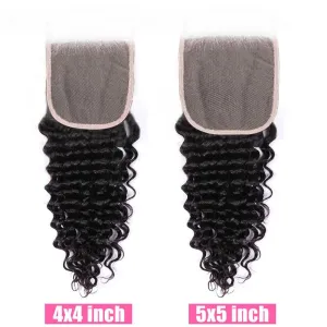 Sdamey Brazilian Deep Wave Transparent 4x4/5x5 Lace Closure