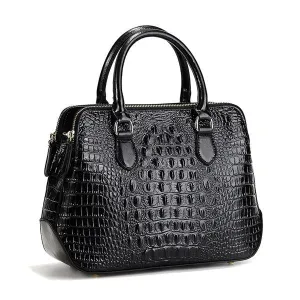 Serpentine Genuine Black Leather Women Handbag Fashion Style Tote Bag