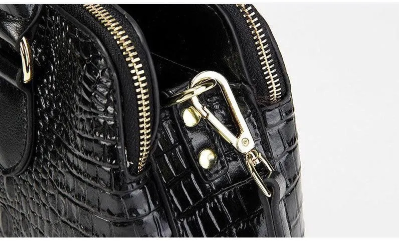 Serpentine Genuine Black Leather Women Handbag Fashion Style Tote Bag