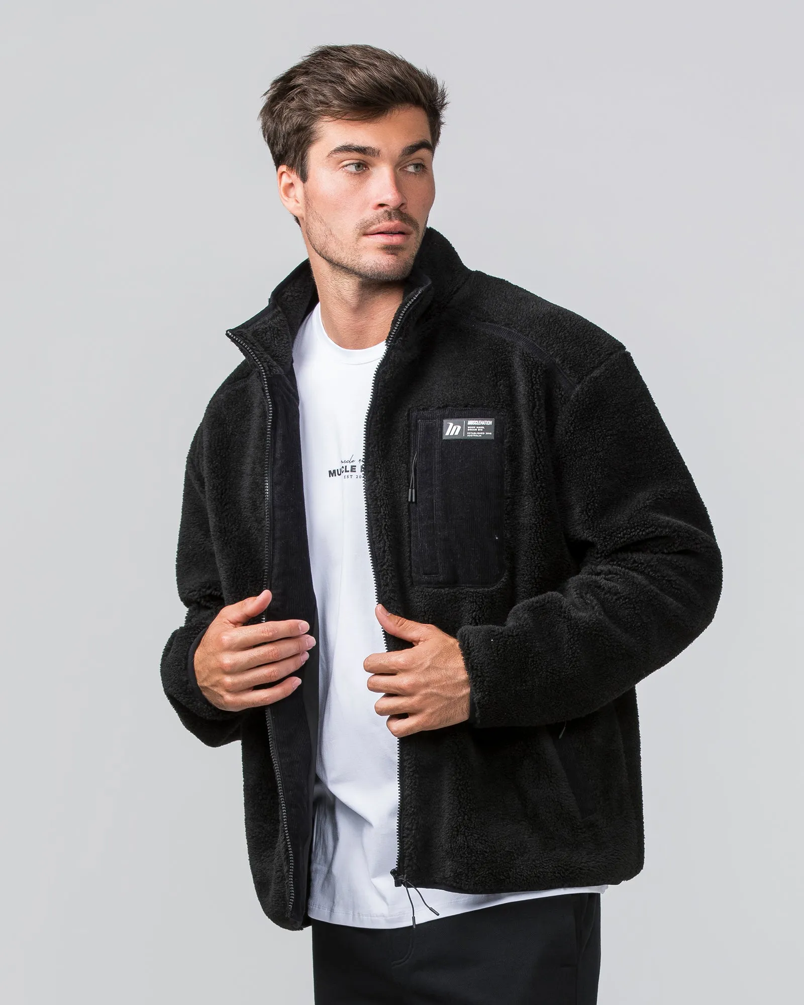 Sherpa Zip Through Jacket - Black