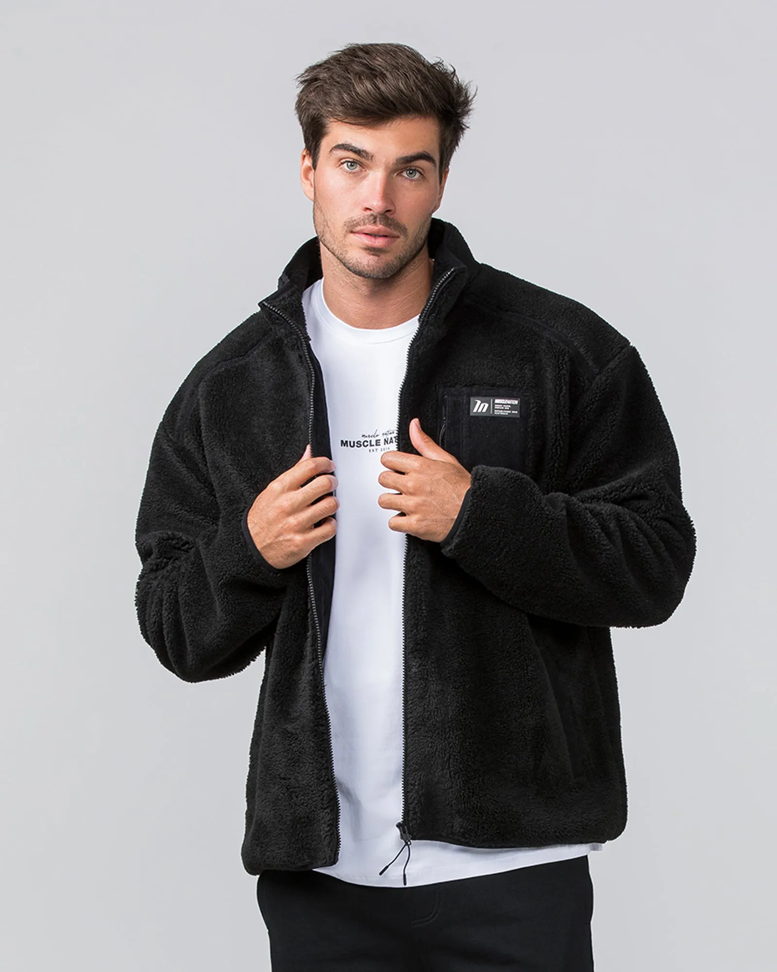 Sherpa Zip Through Jacket - Black