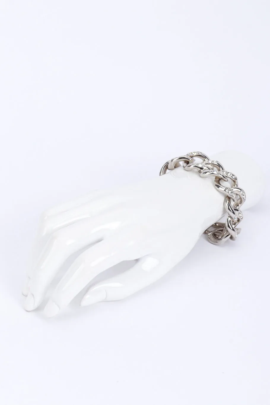 Silver Rhinestone Curb Chain Bracelet