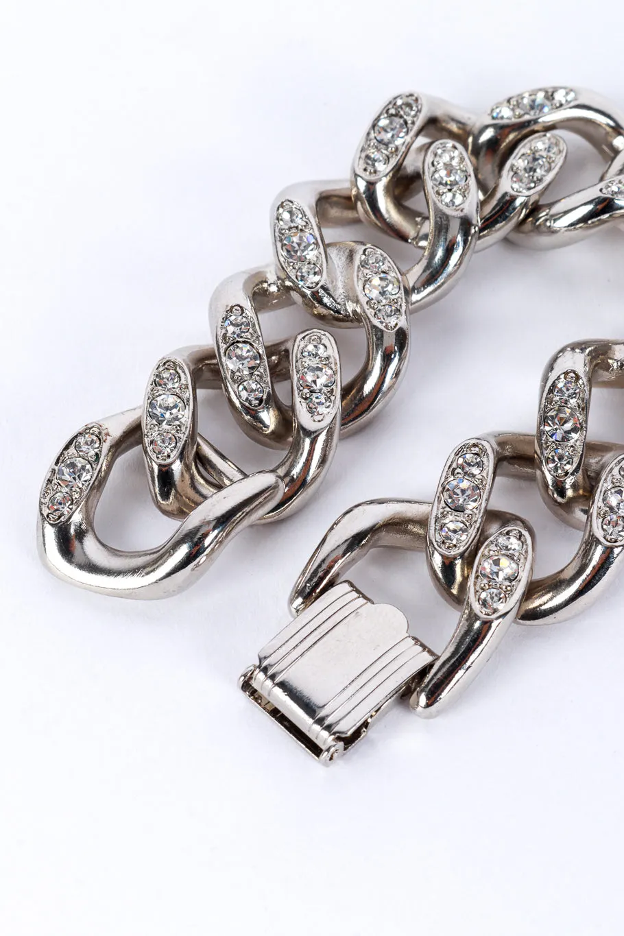 Silver Rhinestone Curb Chain Bracelet