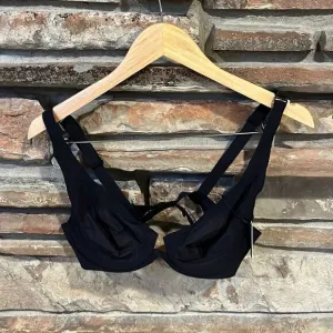 Skims Naked Underwire Plunge Bra Onyx Black Ultrafine Mesh NWT