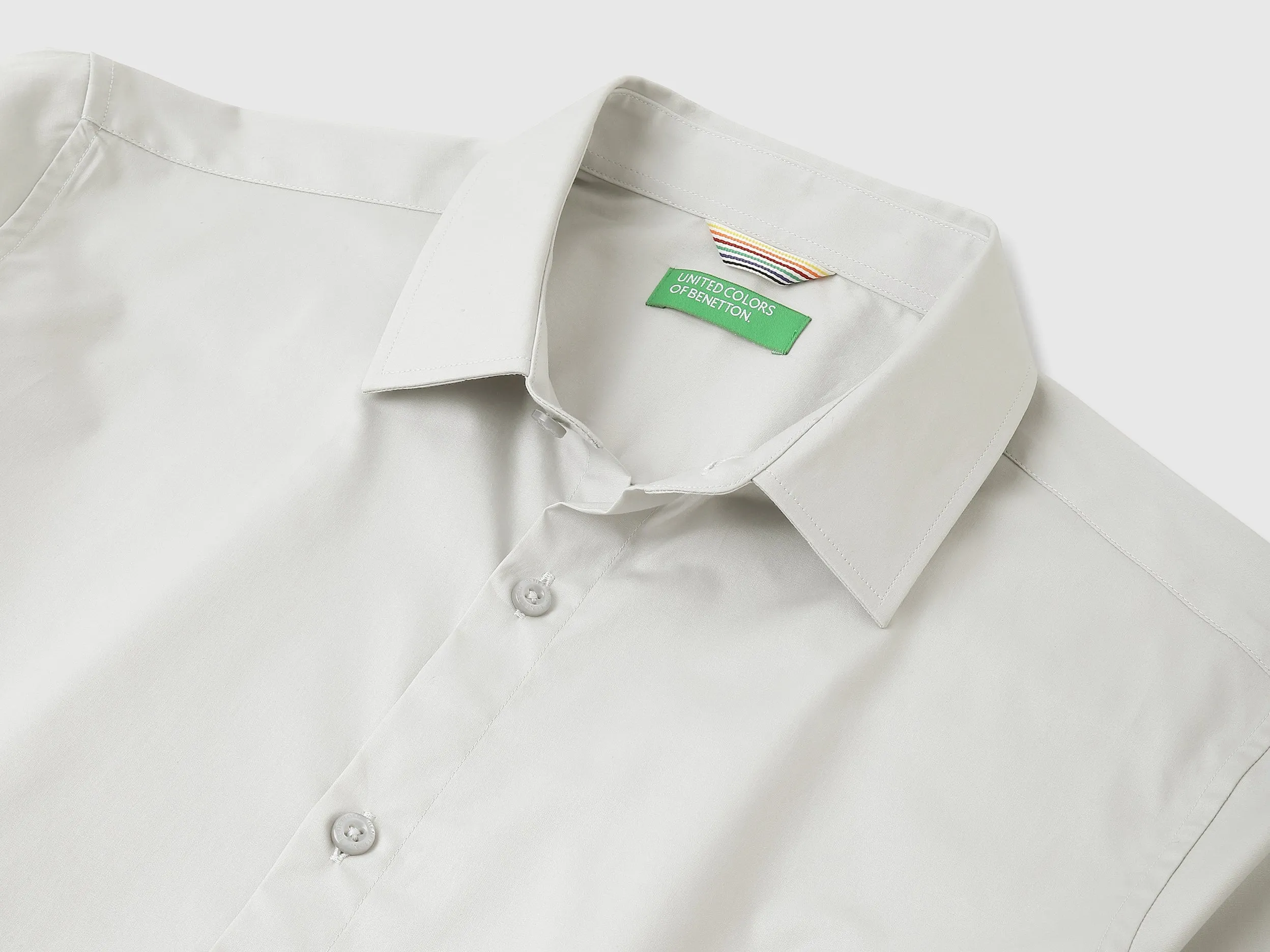 Slim Fit Spread Collar Solid Shirt