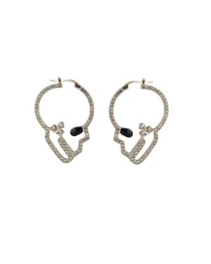 Soft Golden Double Skull Earring