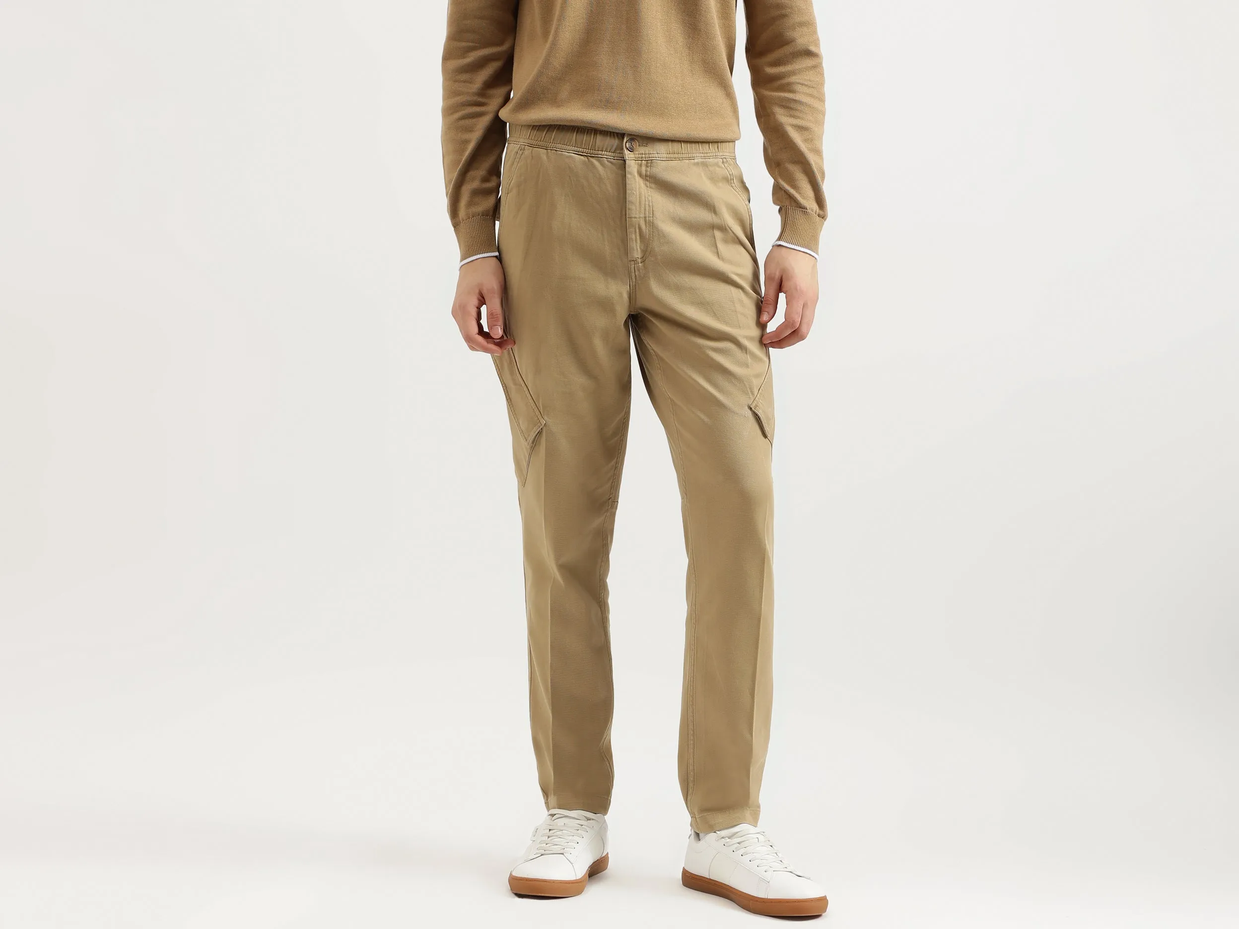 Solid Cargo Fit Cargo Pants