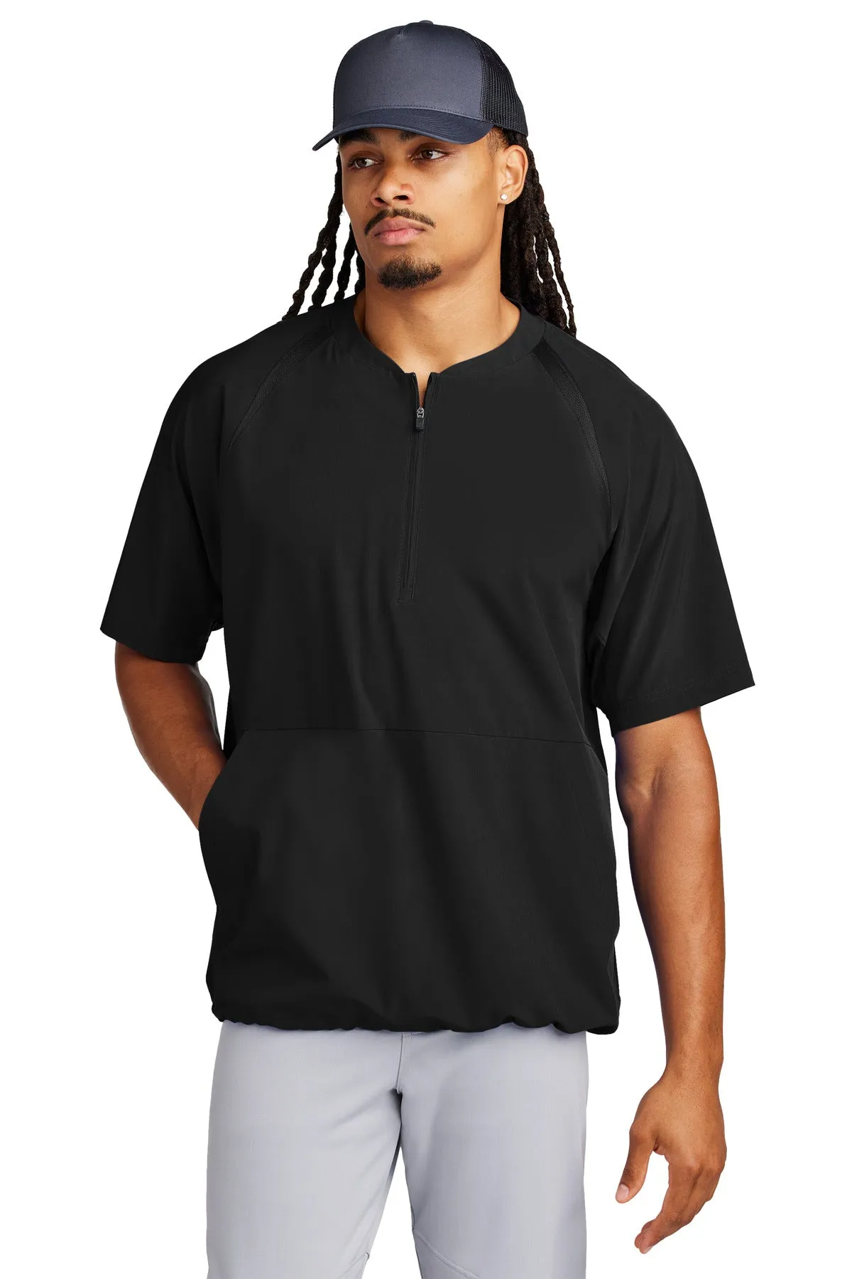 Sport-Tek Repeat 1/2-Zip Short Sleeve Jacket JST489 Black