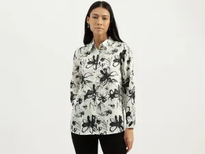Spread Collar Floral Print Shirt
