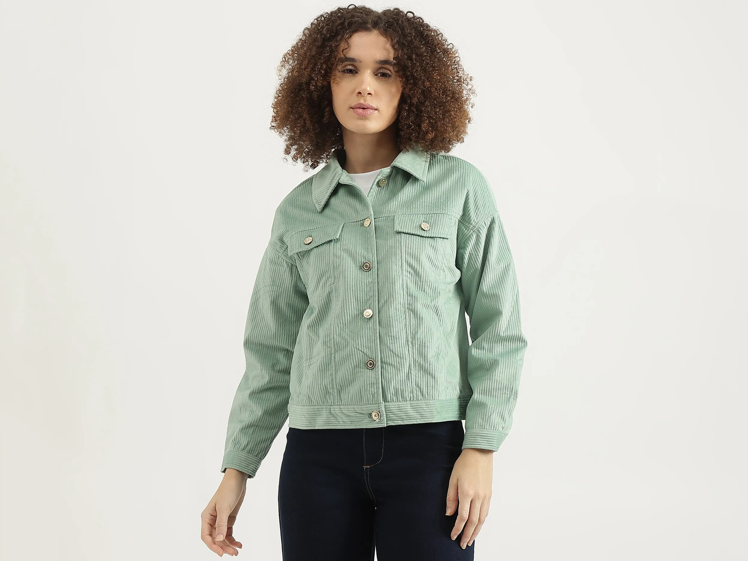 Spread Collar Textured Jacket