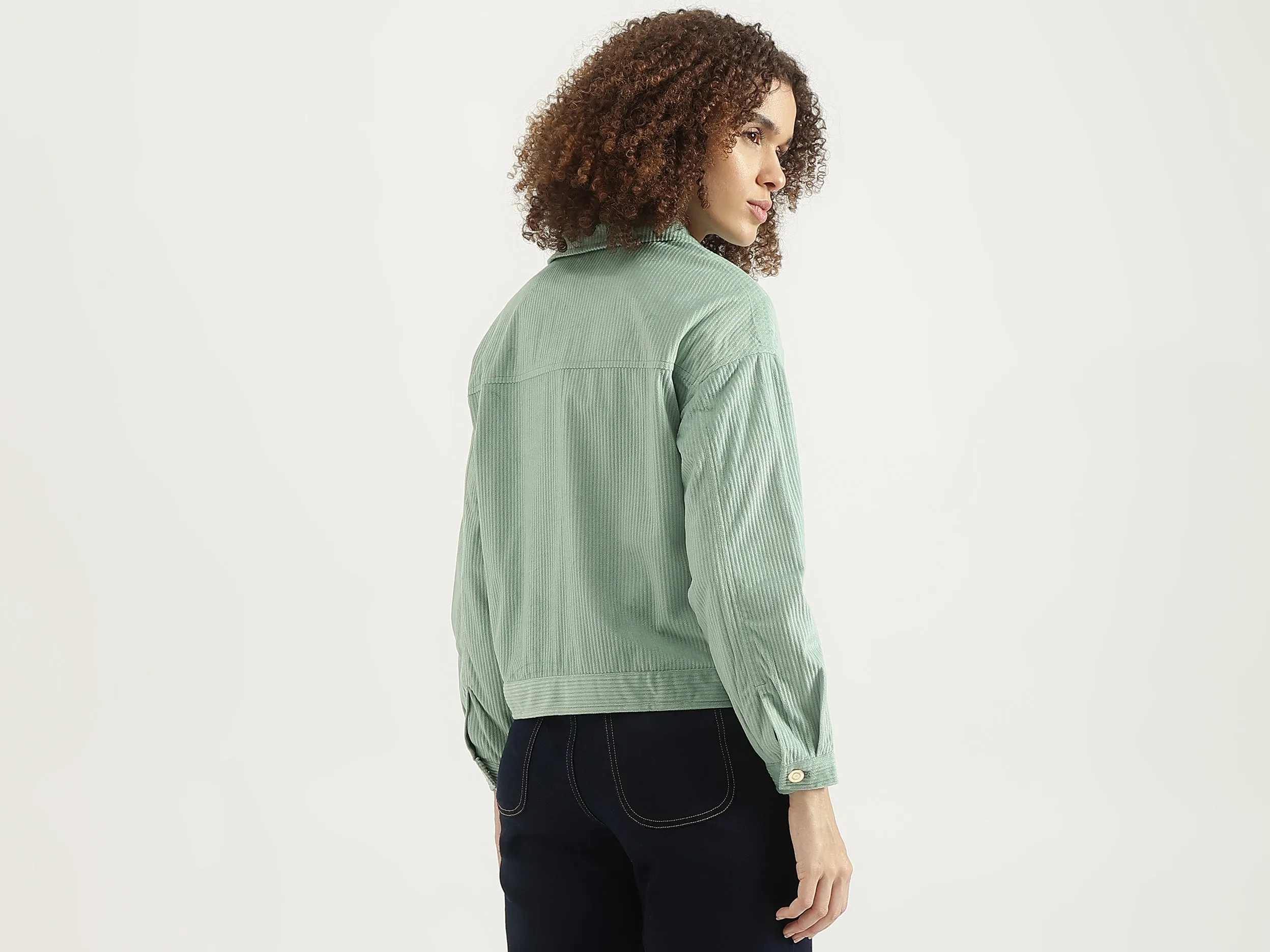 Spread Collar Textured Jacket