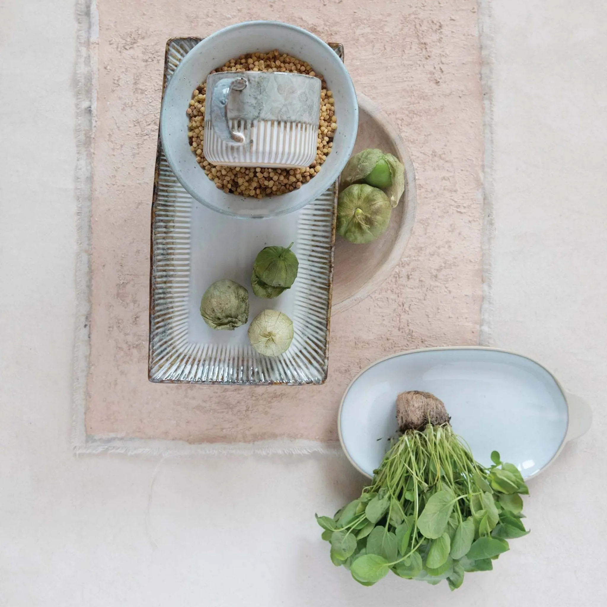 Stoneware Platter with Handle