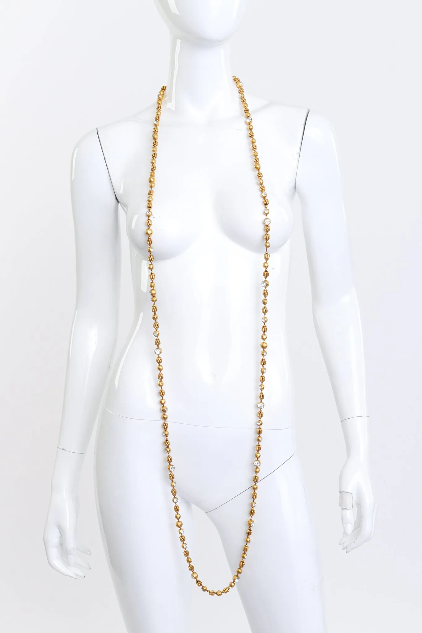 String Beaded Crystal Sautoir Necklace