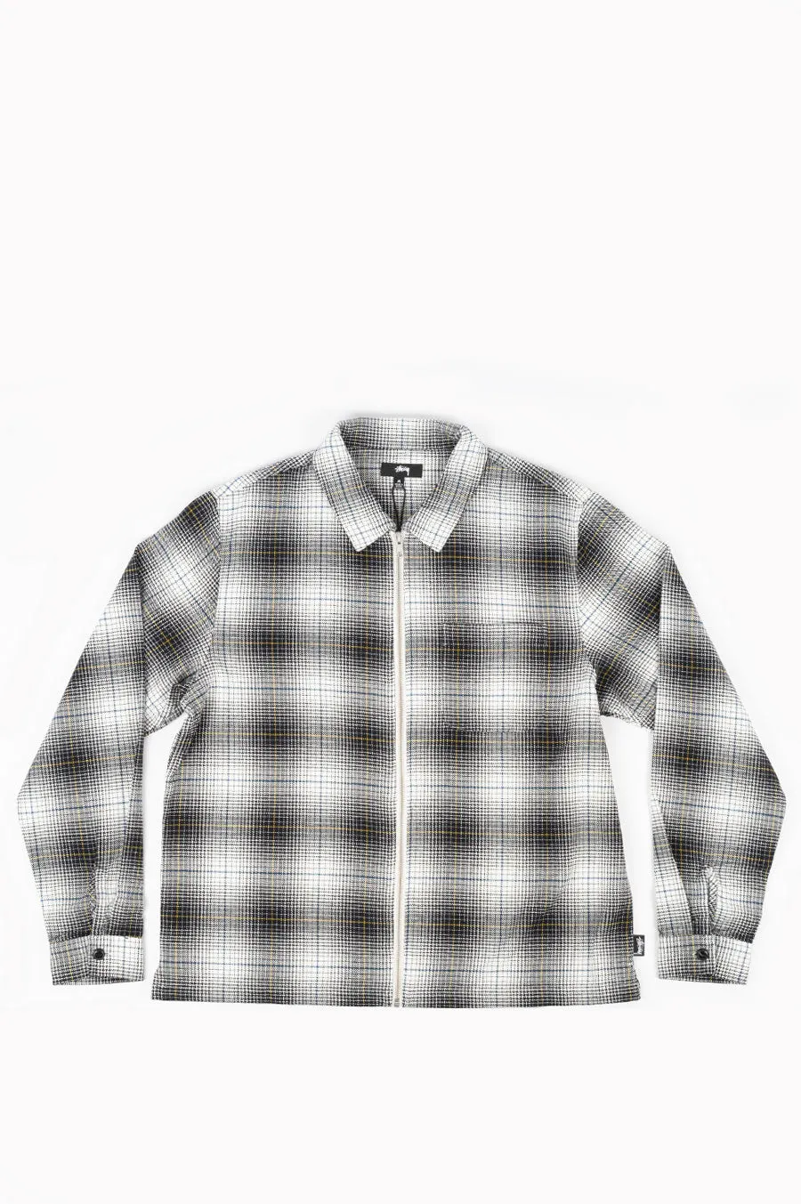 STUSSY PAUL SHADOW PLAID ZIP SHIRT BLACK