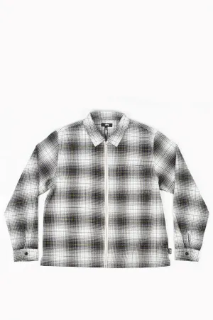 STUSSY PAUL SHADOW PLAID ZIP SHIRT BLACK