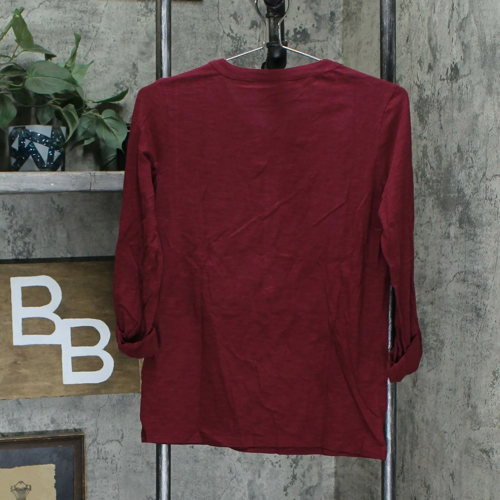Style & Co. Cotton Roll Tab Split Neck Henley Knit Top