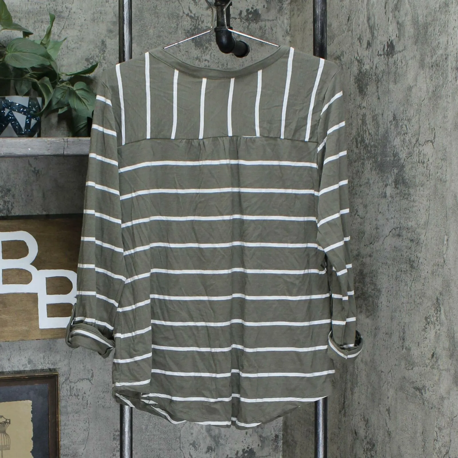 Style & Co. Cotton Roll Tab Split Neck Henley Knit Top