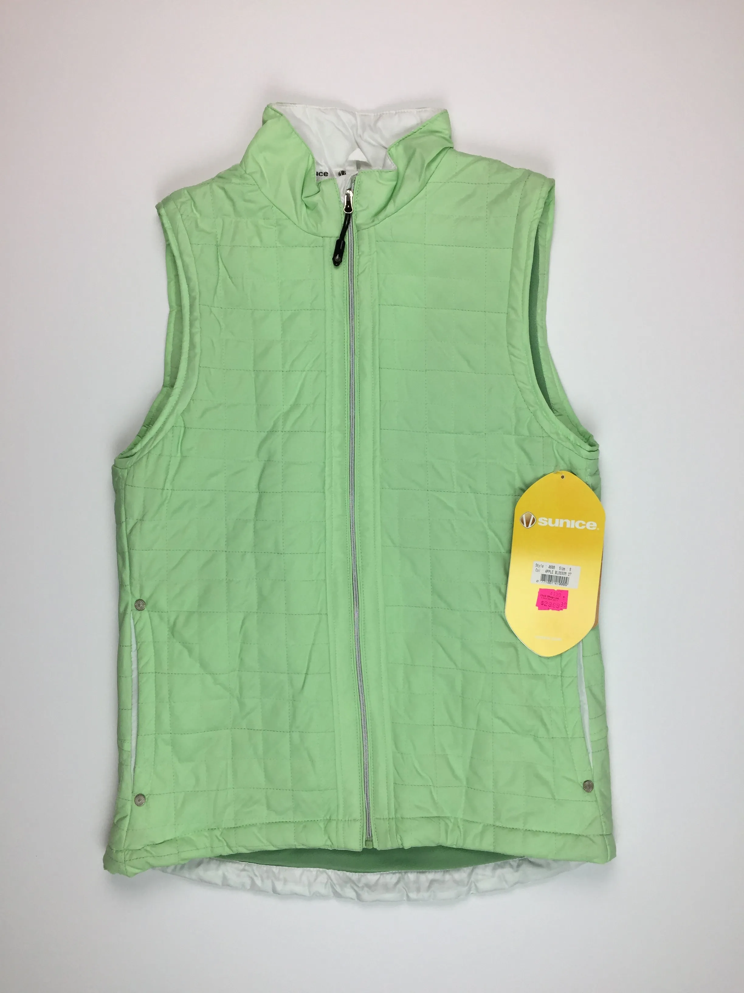 Sunice Quilted Vest - Mint Green and White