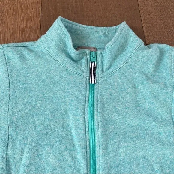 T by Talbots Cozy Crush Terry Mockneck Full Zip Women's Jacket Solid Blue(SizeL)