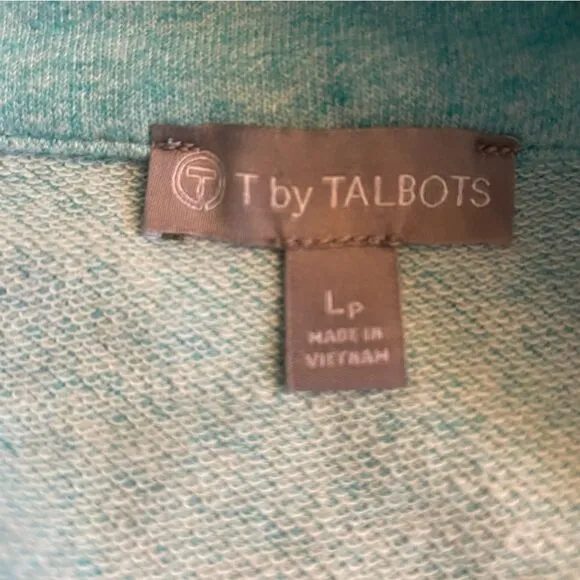 T by Talbots Cozy Crush Terry Mockneck Full Zip Women's Jacket Solid Blue(SizeL)