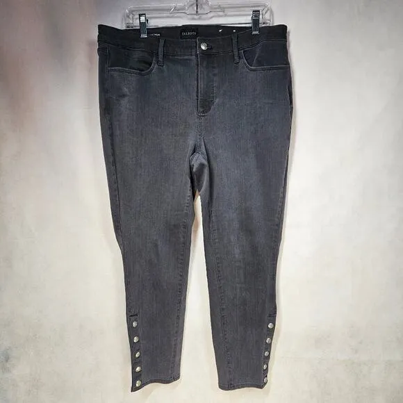 Talbot's Jeggings in Slate Wash High Rise Ankle Skinny Snap Hem Detail Size 16WP