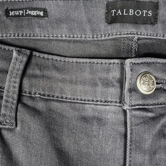 Talbot's Jeggings in Slate Wash High Rise Ankle Skinny Snap Hem Detail Size 16WP