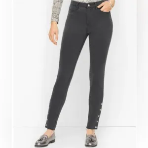 Talbot's Jeggings in Slate Wash High Rise Ankle Skinny Snap Hem Detail Size 16WP