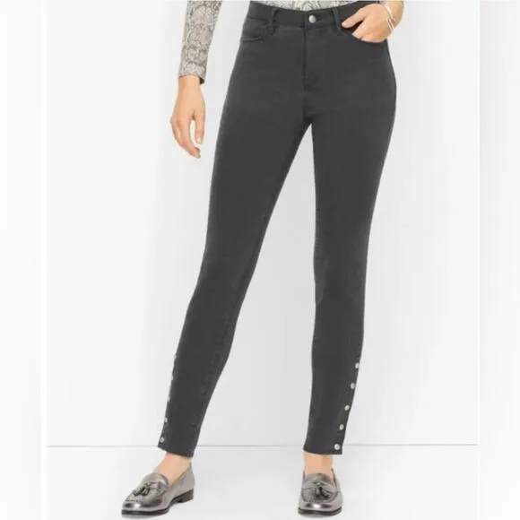 Talbot's Jeggings in Slate Wash High Rise Ankle Skinny Snap Hem Detail Size 16WP