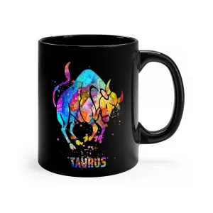 Taurus Zodiac Sign Black Mug 11oz
