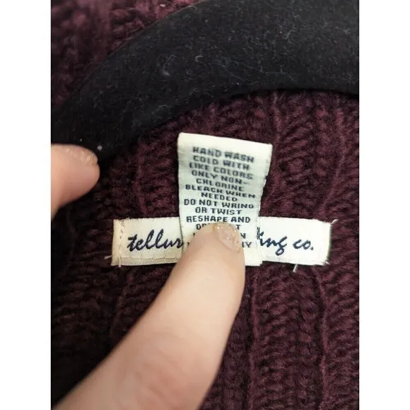 TELLURIDE CLOTHING CO Wool Cardigan Womens Size XL Burgandy Knit Fringe Sweater